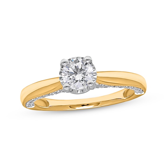 Round-Cut Diamond Solitaire Ring 1 ct tw 10K Yellow Gold (J/I3)