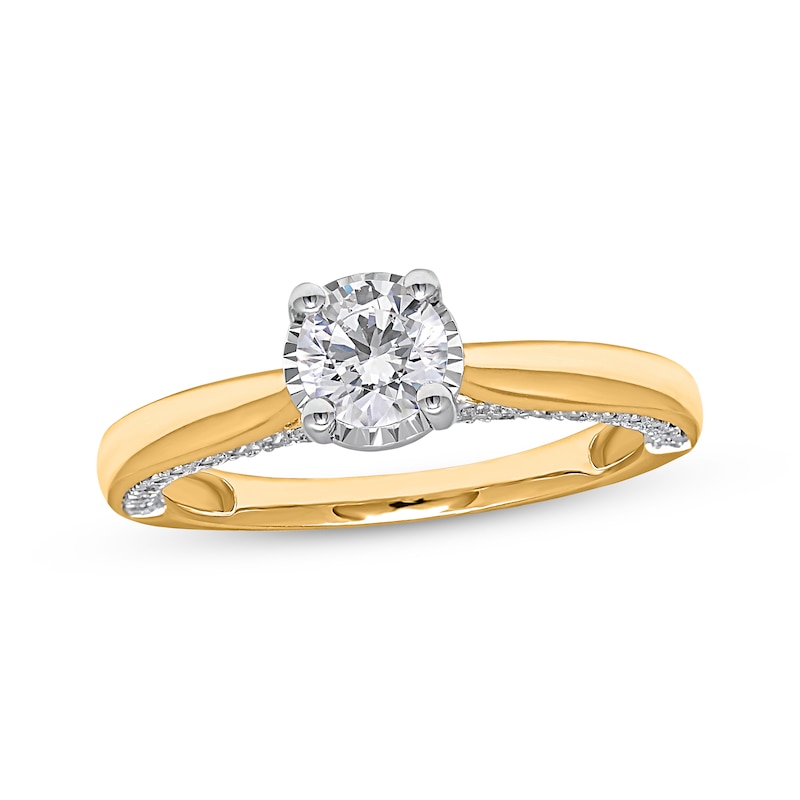 Round-Cut Diamond Solitaire Ring 1 ct tw 10K Yellow Gold (J/I3) | Kay ...