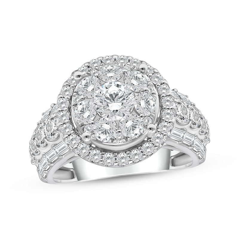 Lab-Grown Diamonds by KAY Round-Cut Halo Engagement Ring 3 ct tw 14K White Gold