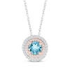 Thumbnail Image 1 of Swiss Blue Topaz & Diamond Necklace 1/4 ct tw Sterling Silver & 10K Rose Gold 18&quot;