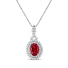 Thumbnail Image 0 of Oval-Cut Lab-Created Ruby & White Lab-Created Sapphire Necklace Sterling Silver 18"