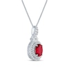 Thumbnail Image 1 of Oval-Cut Lab-Created Ruby & White Lab-Created Sapphire Necklace Sterling Silver 18"