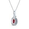 Thumbnail Image 2 of Oval-Cut Lab-Created Ruby & White Lab-Created Sapphire Necklace Sterling Silver 18"
