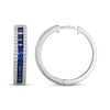 Thumbnail Image 3 of Baguette-Cut Blue Lab-Created Sapphire & White Lab-Created Sapphire Hoop Earrings Sterling Silver