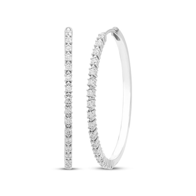 Main Image 1 of Diamond Hoop Earrings 1/2 ct tw Sterling Silver 35mm