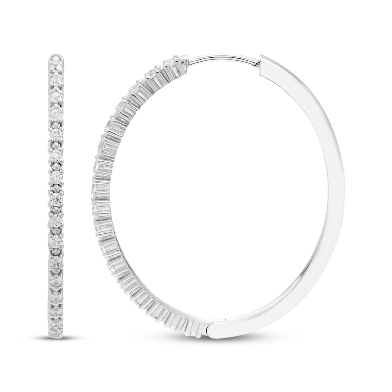 Main Image 3 of Diamond Hoop Earrings 1/2 ct tw Sterling Silver 35mm