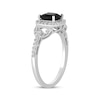 Thumbnail Image 1 of Cushion-Cut Black Onyx & White Lab-Created Sapphire Loop Ring Sterling Silver