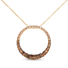 Le Vian Chocolate Ombré Diamond Circle Necklace 1-1/5 ct tw 14K Honey Gold 20&quot;