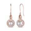 Thumbnail Image 1 of Le Vian Pear-Shaped Morganite & Cultured Pearl Dangle Earrings 1/2 ct tw Diamonds 14K Strawberry Gold