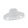 Thumbnail Image 1 of Princess-Cut Multi-Diamond Halo Engagement Ring 1 ct tw 10K White Gold