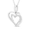 Thumbnail Image 2 of Believe in Love Diamond Double Heart Necklace 1/10 ct tw Sterling Silver 18&quot;