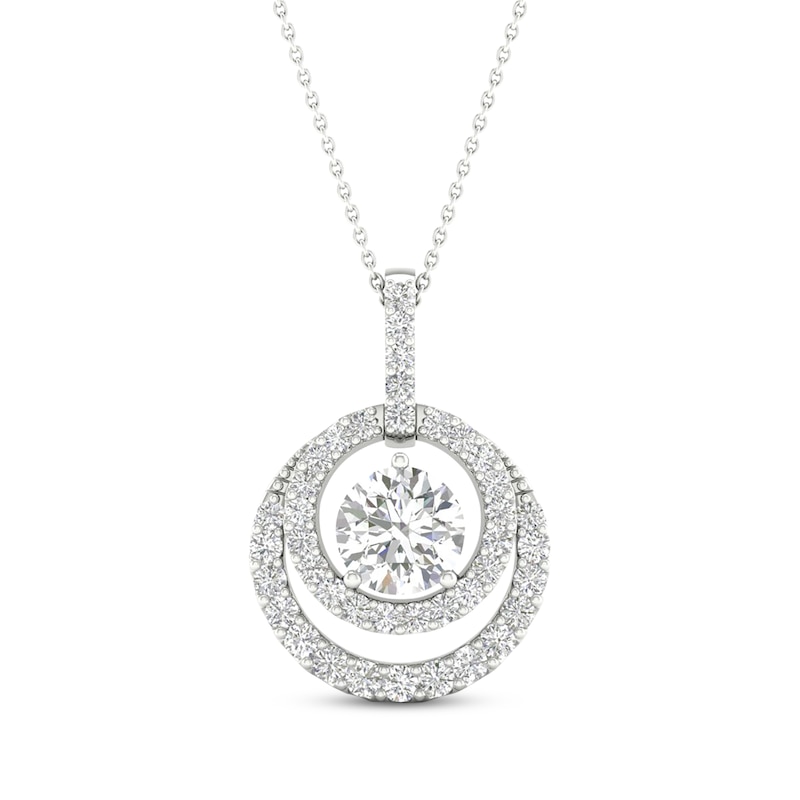 Lab-Created Diamonds by KAY Double Halo Necklace 3/4 ct tw 14K White Gold