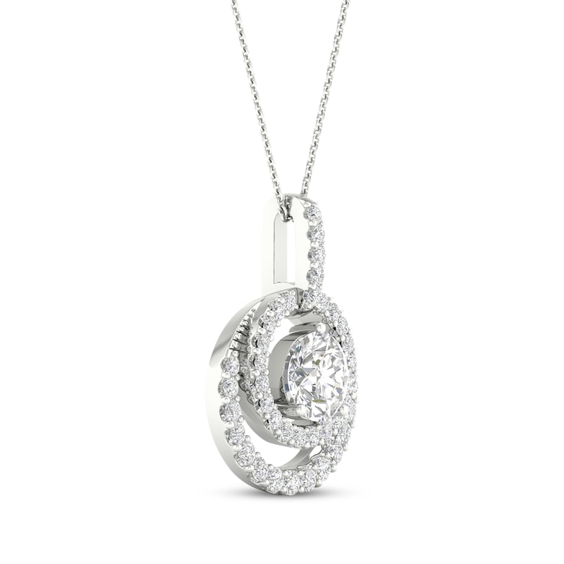 Lab-Created Diamonds by KAY Double Halo Necklace 3/4 ct tw 14K White Gold