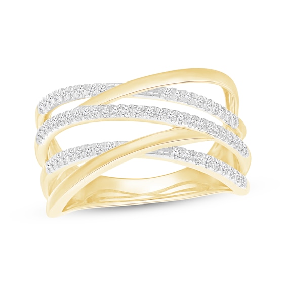 Diamond Crisscross Fashion Ring 1/4 ct tw 10K Yellow Gold