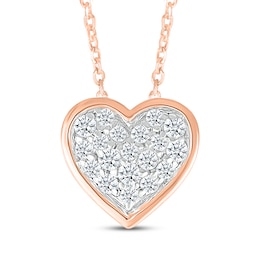 Multi-Diamond Center Heart Necklace 1/4 ct tw 10K Rose Gold 18&quot;