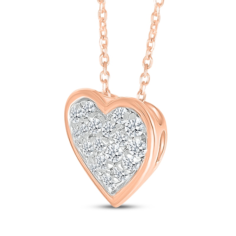 Multi-Diamond Center Heart Necklace 1/4 ct tw 10K Rose Gold 18"