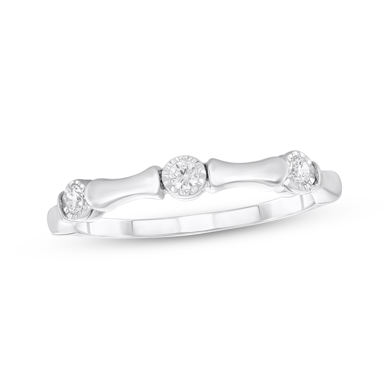 Main Image 1 of Diamond Bamboo Anniversary Ring 1/10 ct tw 10K White Gold