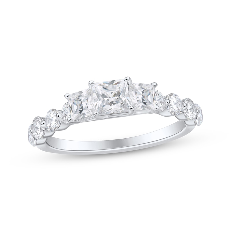 Main Image 1 of Princess-Cut Diamond Three-Stone Engagement Ring 2 ct tw 14K White Gold