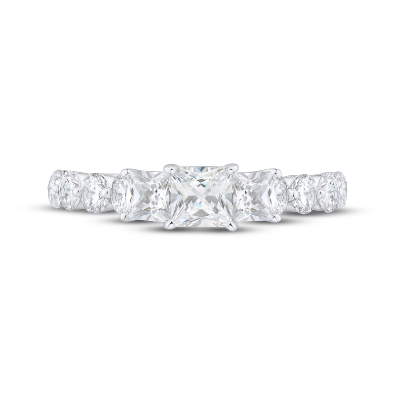 Main Image 3 of Princess-Cut Diamond Three-Stone Engagement Ring 2 ct tw 14K White Gold