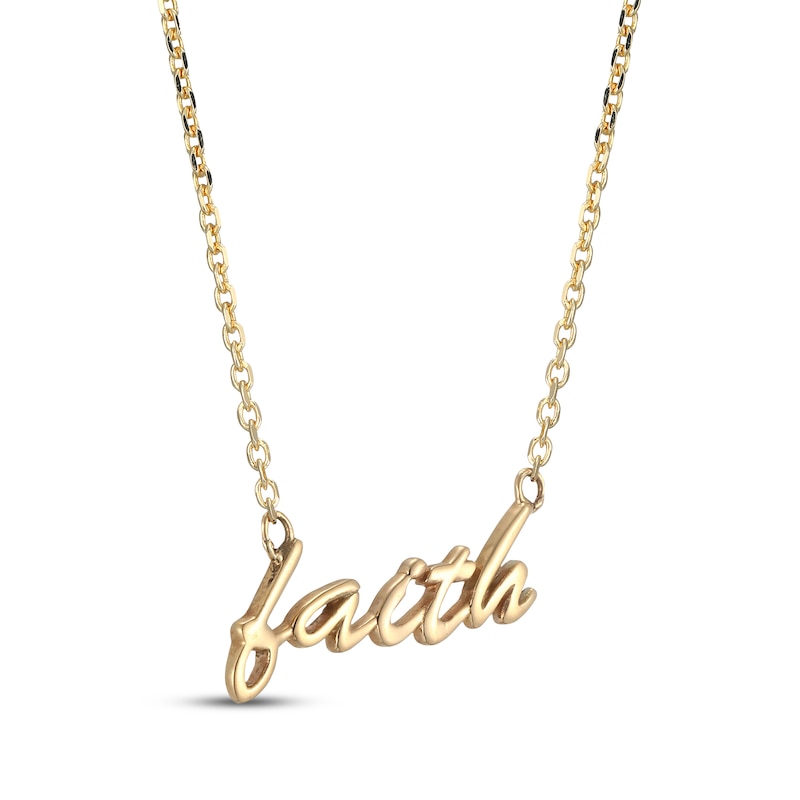 Main Image 2 of &quot;Faith&quot; Script Necklace 14K Yellow Gold 18&quot;