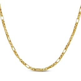 Diamond-Cut Short & Long Link Box Chain Necklace 3.5mm Hollow 10K Yellow Gold 20&quot;