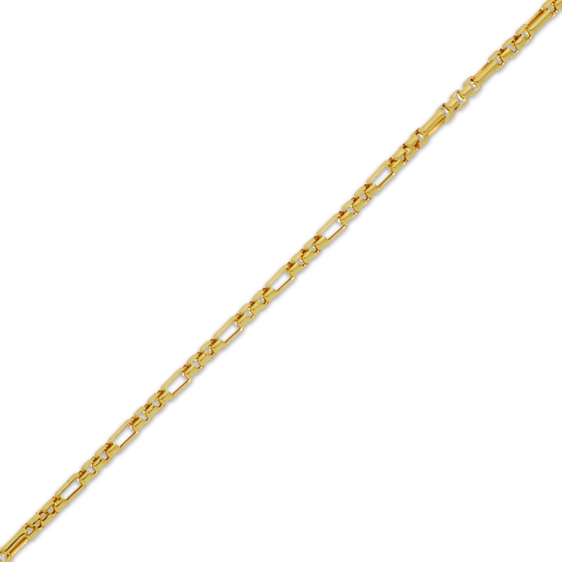 Main Image 2 of Hollow Diamond-Cut Short & Long Link Box Chain Necklace 3.5mm 10K Yellow Gold 20&quot;