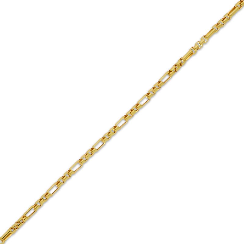 Main Image 2 of Hollow Diamond-Cut Short & Long Link Box Chain Necklace 3.5mm 10K Yellow Gold 22&quot;