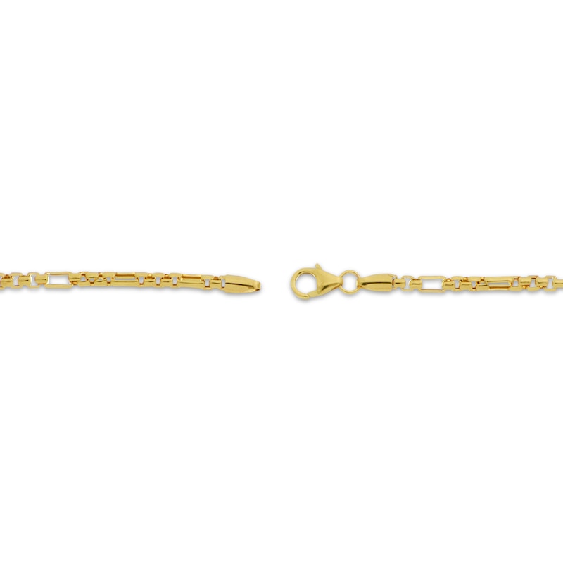 Main Image 3 of Hollow Diamond-Cut Short & Long Link Box Chain Necklace 3.5mm 10K Yellow Gold 22&quot;