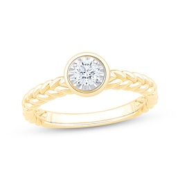 Round-Cut Diamond Bezel-Look Solitaire Braided Shank Engagement Ring 1/4 ct tw 14K Yellow Gold (I/I2)