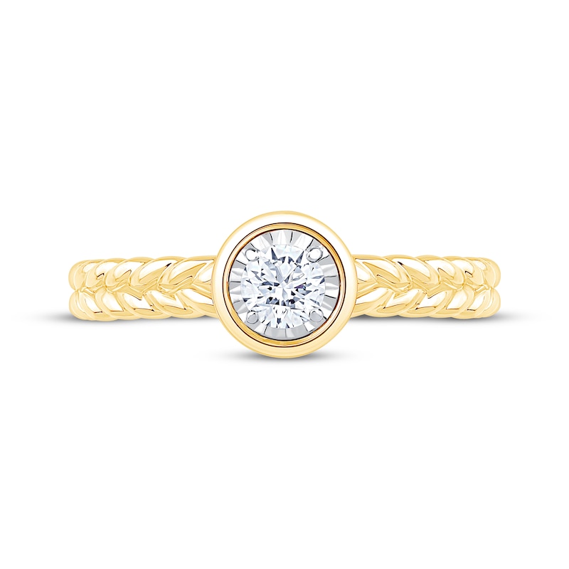 Main Image 3 of Round-Cut Diamond Bezel-Look Solitaire Braided Shank Engagement Ring 1/4 ct tw 14K Yellow Gold (I/I2)