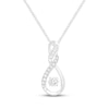 Thumbnail Image 1 of Unstoppable Love Round & Baguette-Cut Diamond Twist Frame Necklace 1/4 ct tw Sterling Silver 19&quot;