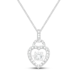 Unstoppable Love Diamond Heart Lock Necklace 1/2 ct tw 10K White Gold 19&quot;