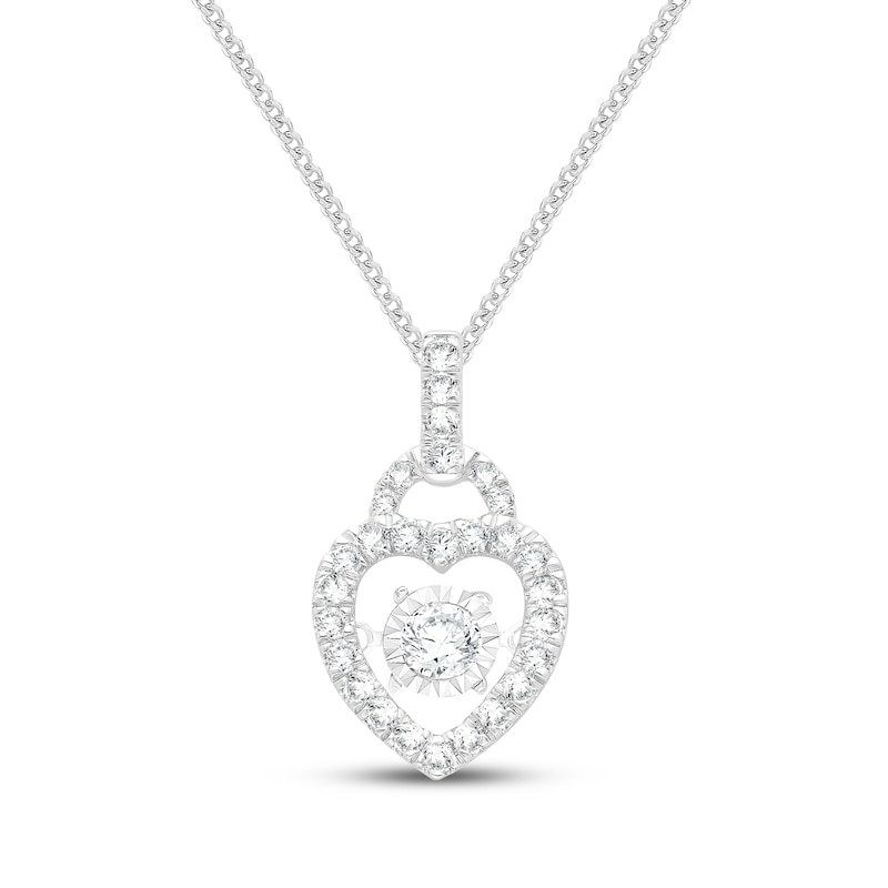 Main Image 1 of Unstoppable Love Diamond Heart Lock Necklace 1/2 ct tw 10K White Gold 19&quot;