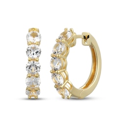 White Lab-Created Sapphire Five-Stone Hoop Earrings 18K Yellow Gold-Plated Sterling Silver