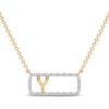 Thumbnail Image 1 of Diamond Y Initial Rectangle Necklace 1/10 ct tw 10K Yellow Gold 18&quot;