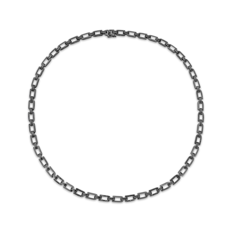 Main Image 2 of Men's Black Diamond Link Necklace 2 ct tw Black Rhodium-Plated Sterling Silver 20&quot;