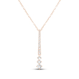 Lab-Grown Diamonds by KAY Diamond Graduated Drop Necklace 1/2 ct tw 14K Rose Gold 18&quot;