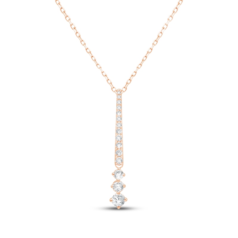 Main Image 1 of Lab-Grown Diamonds by KAY Diamond Graduated Drop Necklace 1/2 ct tw 14K Rose Gold 18&quot;