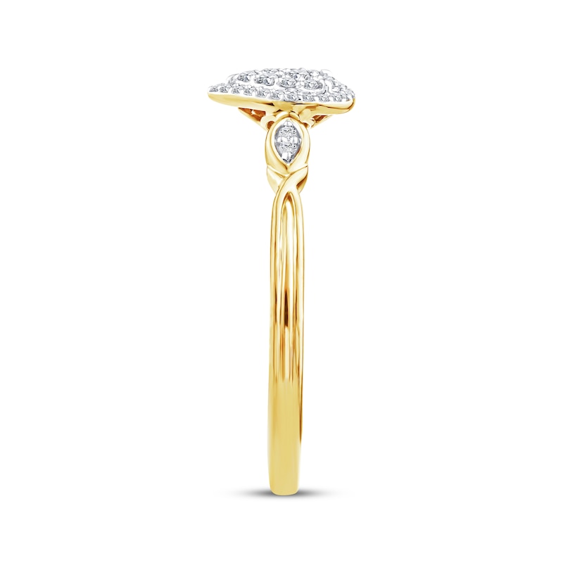 Main Image 2 of Multi-Diamond Pear-Shaped Halo Promise Ring 1/8 ct tw 24K Yellow Gold Vermeil Sterling Silver