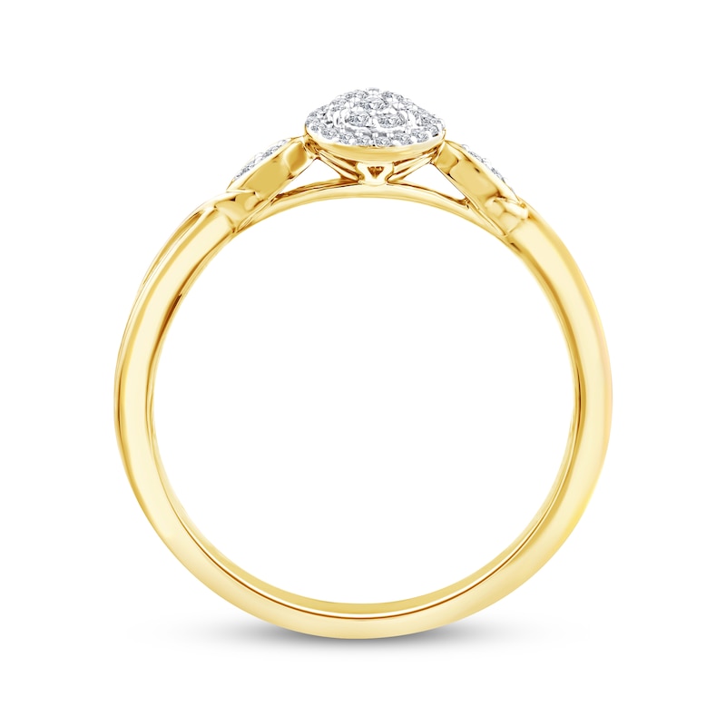 Main Image 3 of Multi-Diamond Pear-Shaped Halo Promise Ring 1/8 ct tw 24K Yellow Gold Vermeil Sterling Silver