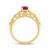 Thumbnail Image 3 of Oval-Cut Natural Ruby & Diamond Ring 1/10 ct tw 14K Yellow Gold