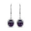 Thumbnail Image 2 of Oval-Cut Fluorite & White Lab-Created Sapphire Dangle Earrings Sterling Silver