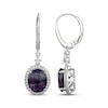 Thumbnail Image 3 of Oval-Cut Fluorite & White Lab-Created Sapphire Dangle Earrings Sterling Silver