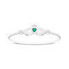 Thumbnail Image 1 of Heart-Shaped Lab-Created Emerald & White Lab-Created Sapphire Claddagh Bangle Bracelet Sterling Silver