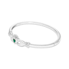 Thumbnail Image 2 of Heart-Shaped Lab-Created Emerald & White Lab-Created Sapphire Claddagh Bangle Bracelet Sterling Silver