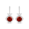 Thumbnail Image 2 of Cushion-Cut Garnet & White Lab-Created Sapphire Drop Earrings Sterling Silver