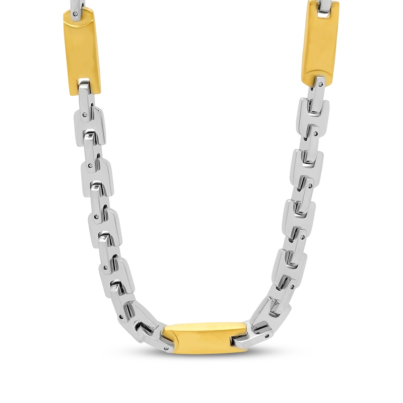 Main Image 1 of Men's Hollow Geometric Chain Link Necklace Stainless Steel & Yellow Ion Plating 24&quot;