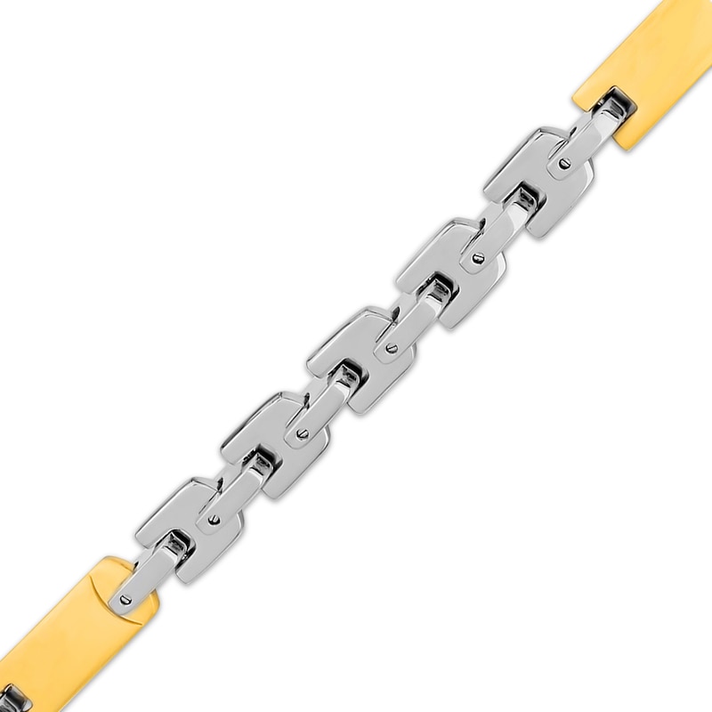 Main Image 2 of Men's Hollow Geometric Chain Link Necklace Stainless Steel & Yellow Ion Plating 24&quot;