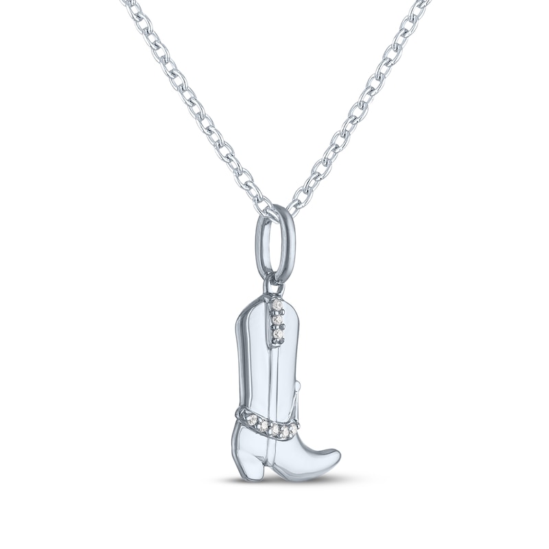 Main Image 3 of Cowgirl Boot Necklace with Diamond Accents Sterling Silver 18&quot;