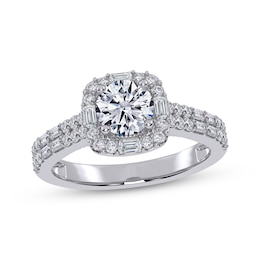 Adore Round-Cut Diamond Cushion Halo Engagement Ring 1 ct tw 14K White Gold